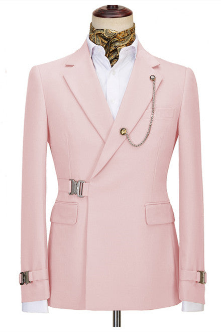 Pink Notched Lapel Special Button Two Pieces Business Men Suits