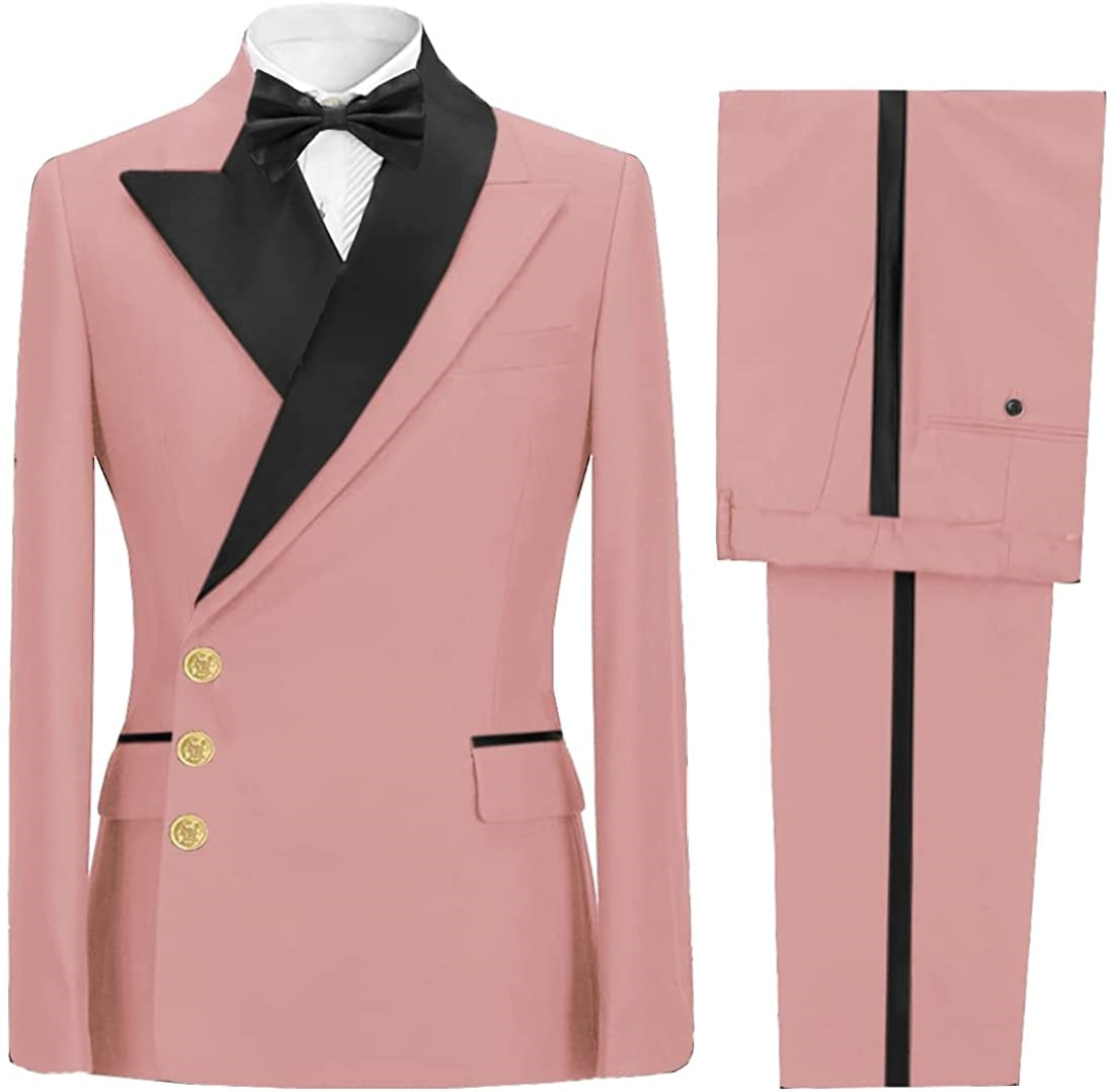 Peaked Lapel Pink Prom Suits For Men