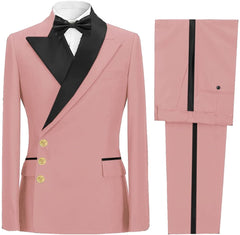 Peaked Lapel Pink Prom Suits For Men