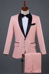 Pink Shawl Lapel Two Pieces Men Suits For Wedding