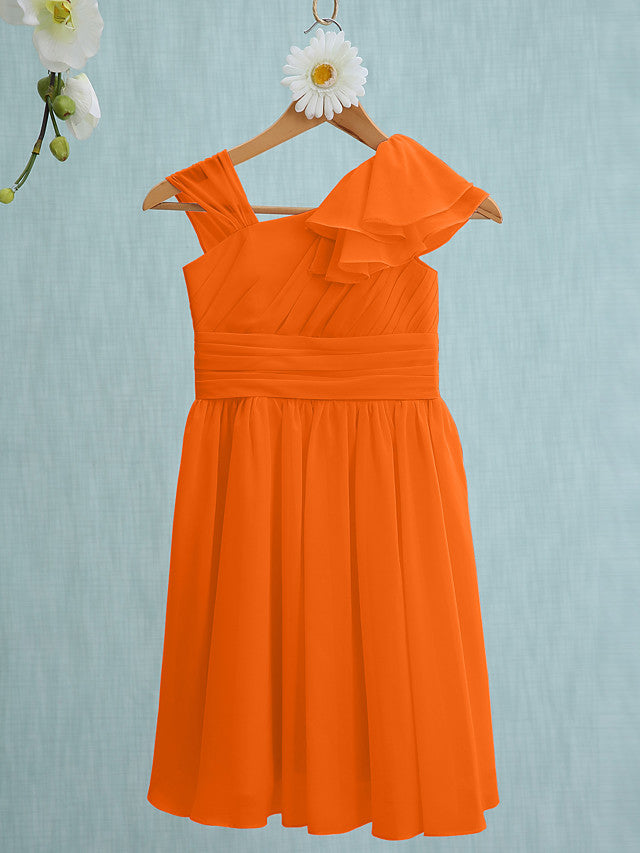 Pink Short Sheath Straps Flower Girl Dresses Chiffon Junior Bridesmaid Dress-27dress
