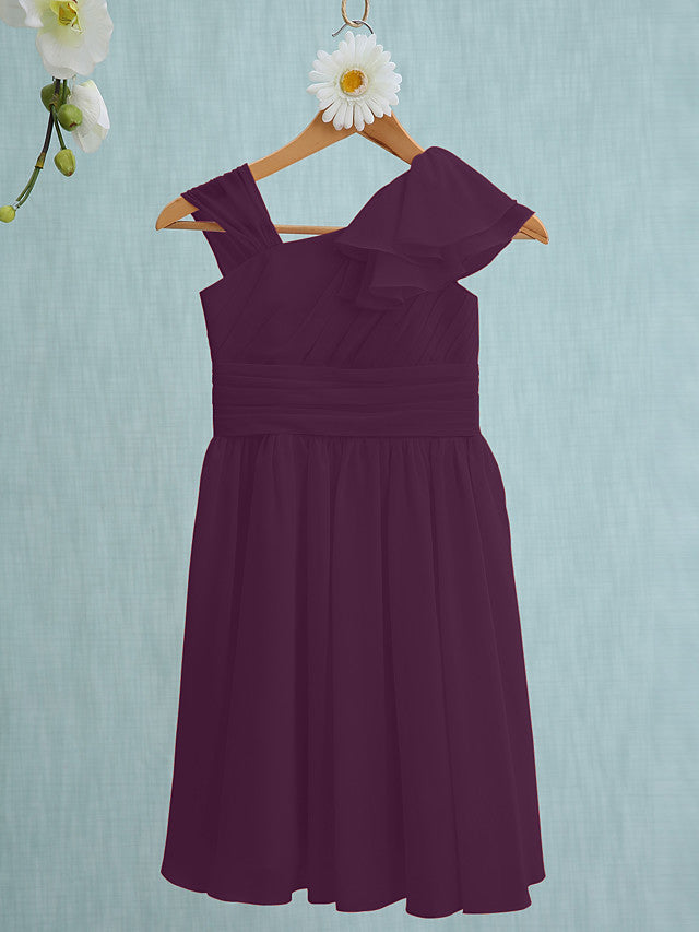 Pink Short Sheath Straps Flower Girl Dresses Chiffon Junior Bridesmaid Dress-27dress