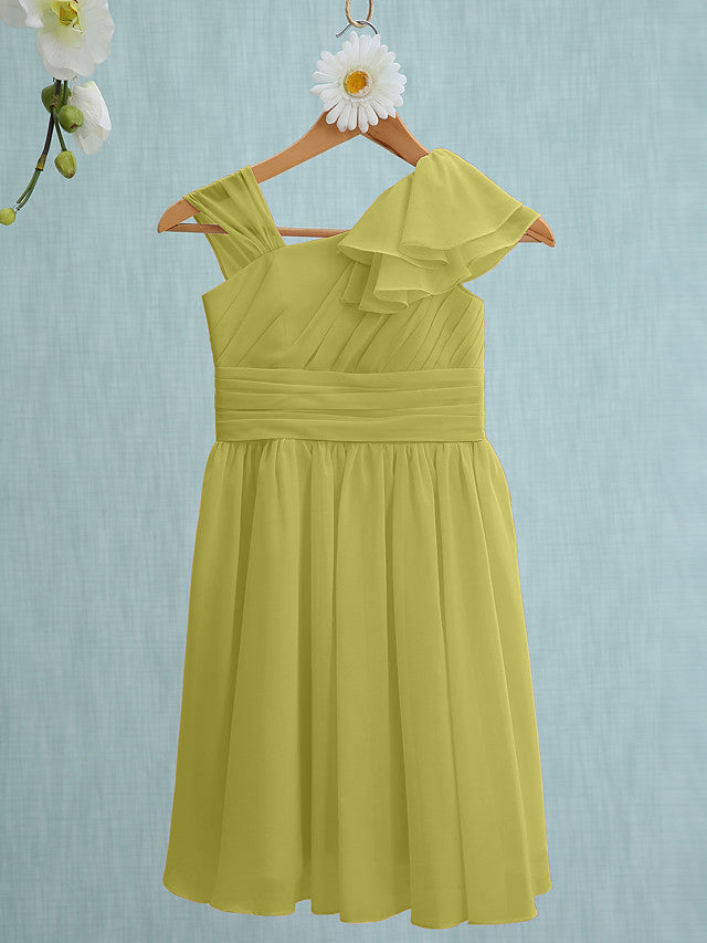 Pink Short Sheath Straps Flower Girl Dresses Chiffon Junior Bridesmaid Dress-27dress