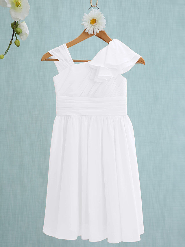 Pink Short Sheath Straps Flower Girl Dresses Chiffon Junior Bridesmaid Dress-27dress