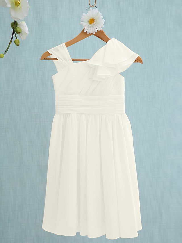 Pink Short Sheath Straps Flower Girl Dresses Chiffon Junior Bridesmaid Dress-27dress