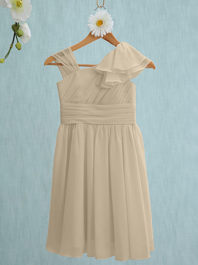 Pink Short Sheath Straps Flower Girl Dresses Chiffon Junior Bridesmaid Dress-27dress