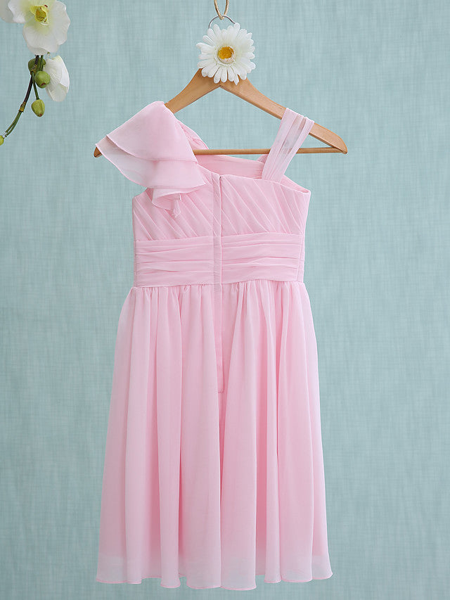 Pink Short Sheath Straps Flower Girl Dresses Chiffon Junior Bridesmaid Dress-27dress