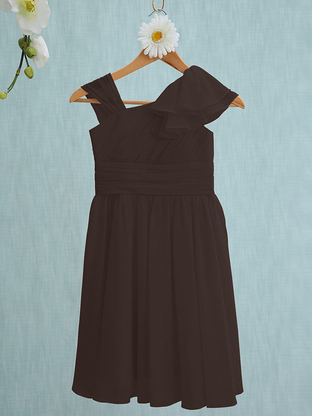Pink Short Sheath Straps Flower Girl Dresses Chiffon Junior Bridesmaid Dress-27dress