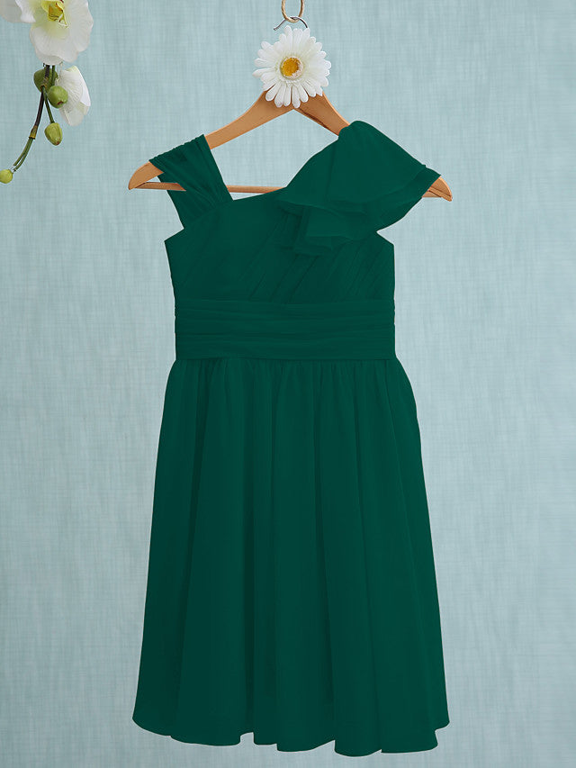 Pink Short Sheath Straps Flower Girl Dresses Chiffon Junior Bridesmaid Dress-27dress
