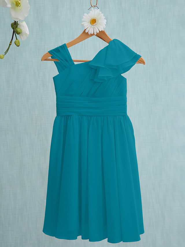 Pink Short Sheath Straps Flower Girl Dresses Chiffon Junior Bridesmaid Dress-27dress