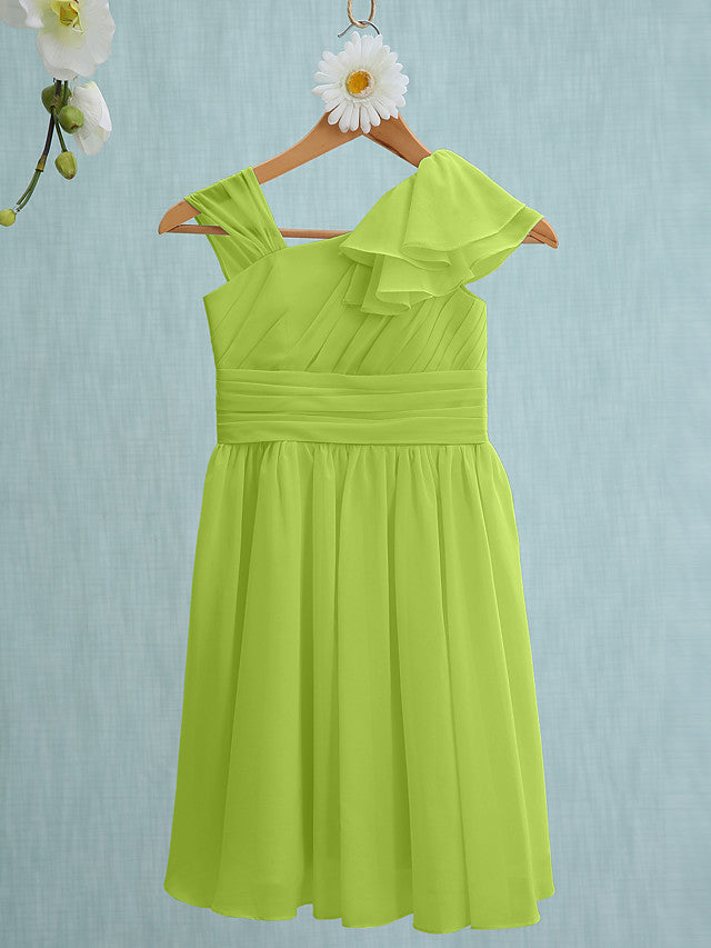 Pink Short Sheath Straps Flower Girl Dresses Chiffon Junior Bridesmaid Dress-27dress