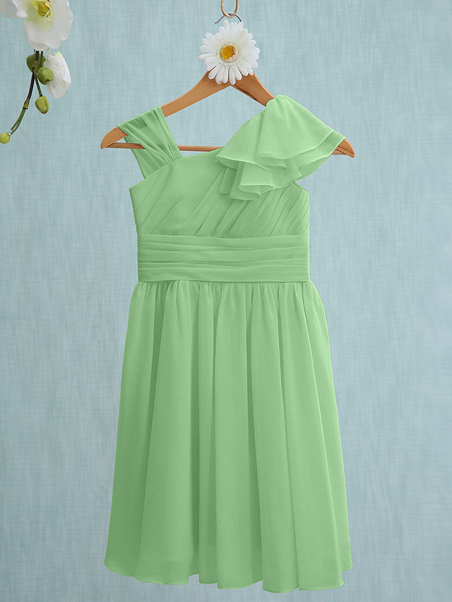 Pink Short Sheath Straps Flower Girl Dresses Chiffon Junior Bridesmaid Dress-27dress