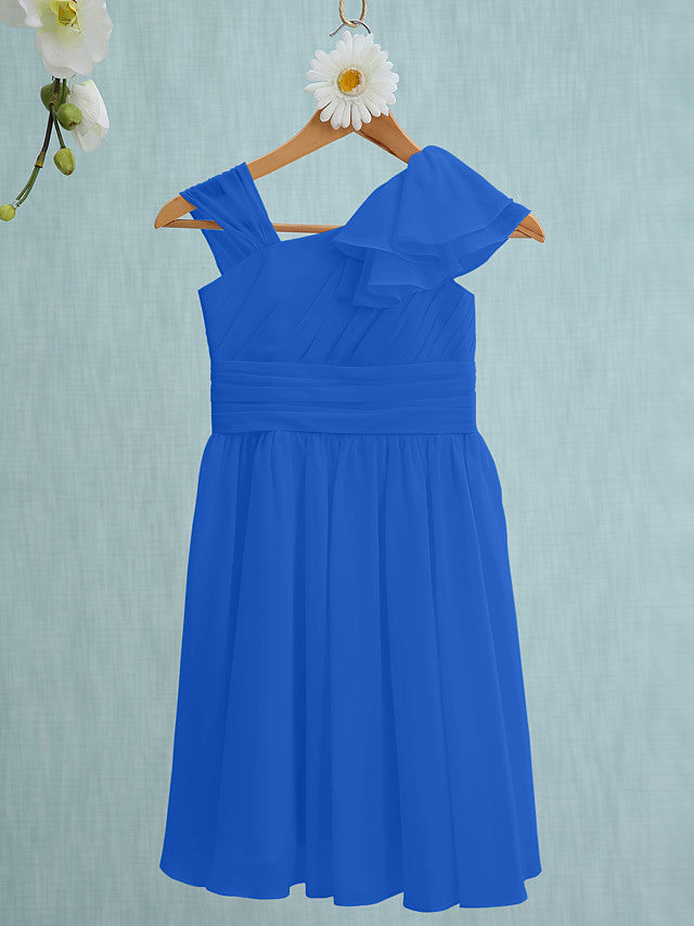 Pink Short Sheath Straps Flower Girl Dresses Chiffon Junior Bridesmaid Dress-27dress
