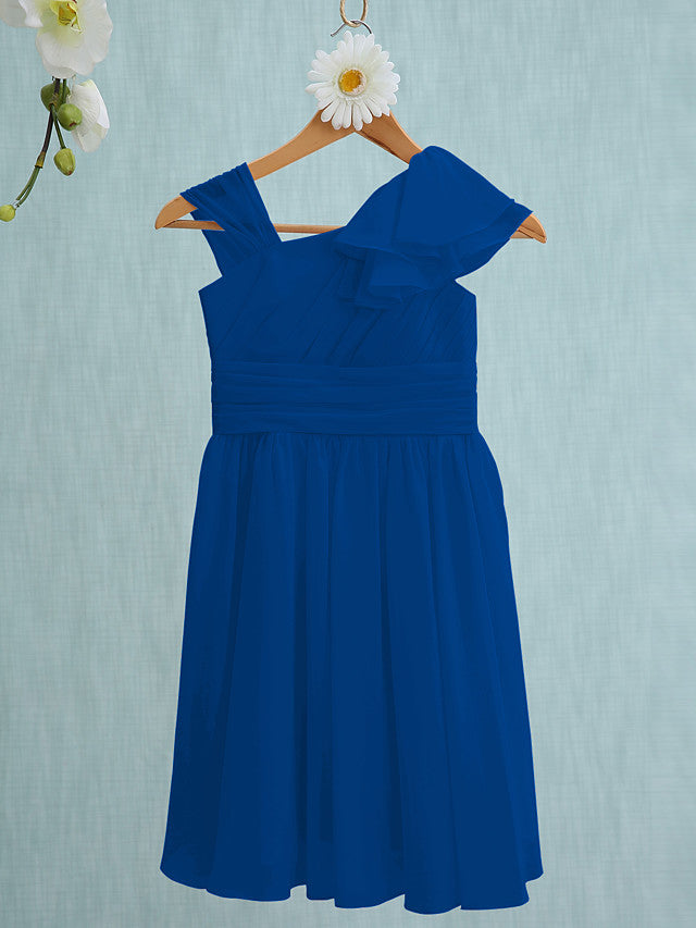 Pink Short Sheath Straps Flower Girl Dresses Chiffon Junior Bridesmaid Dress-27dress