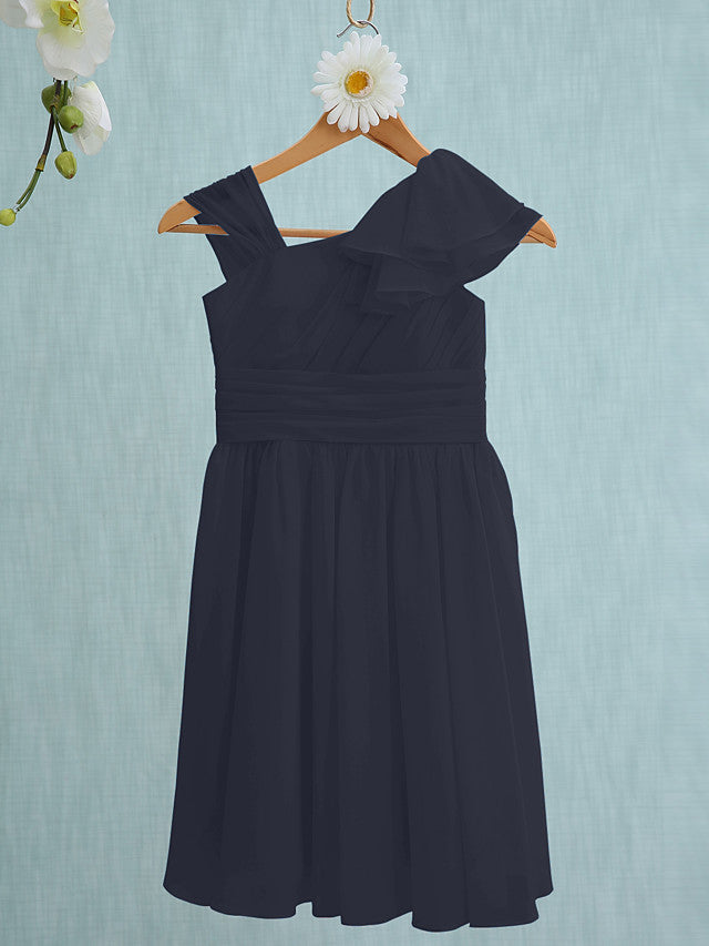 Pink Short Sheath Straps Flower Girl Dresses Chiffon Junior Bridesmaid Dress-27dress