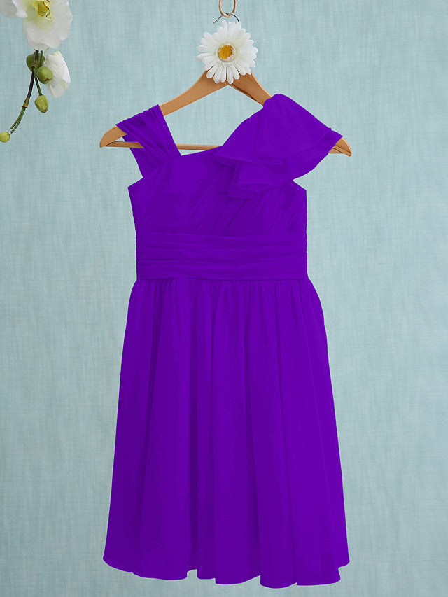 Pink Short Sheath Straps Flower Girl Dresses Chiffon Junior Bridesmaid Dress-27dress