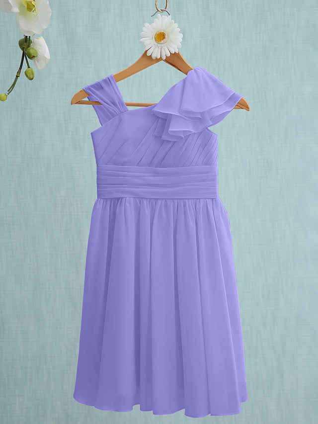 Pink Short Sheath Straps Flower Girl Dresses Chiffon Junior Bridesmaid Dress-27dress