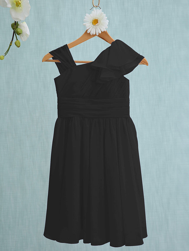 Pink Short Sheath Straps Flower Girl Dresses Chiffon Junior Bridesmaid Dress-27dress