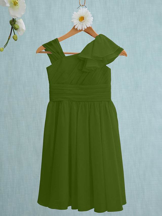 Pink Short Sheath Straps Flower Girl Dresses Chiffon Junior Bridesmaid Dress-27dress