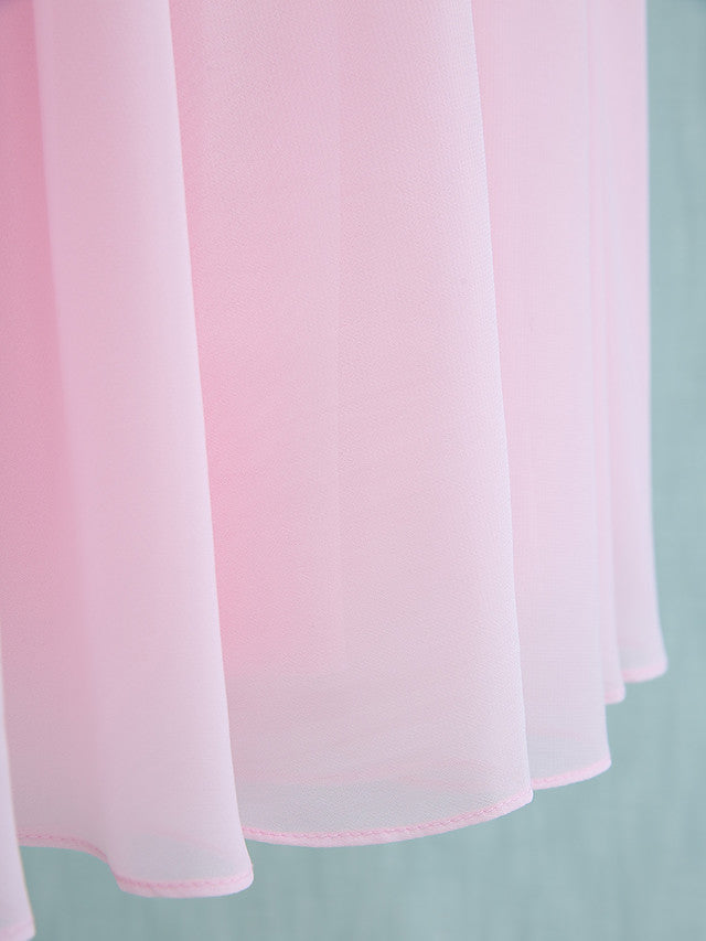 Pink Short Sheath Straps Flower Girl Dresses Chiffon Junior Bridesmaid Dress-27dress