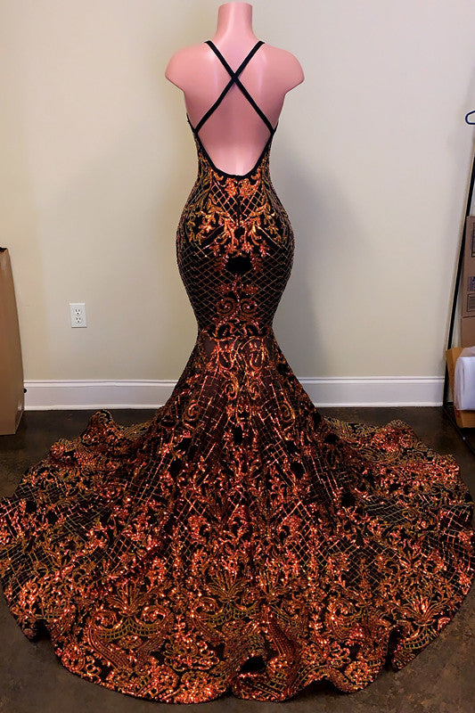 Plunging Halter V Neck Laser Sleeveless Mermaid Prom Dress Sleeveless Court
