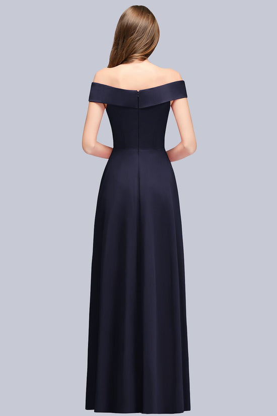 Load image into Gallery viewer, Popular Off-the-Shoulder Ruffle Navy Bridesmaid Dresses Online-27dress
