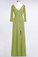 Popular Spandex Long-Sleeves Burgundy Bridesmaid Dresses with Side-Slit-27dress