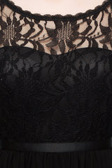 Pretty Scoop Sleeveless Black Lace Short Junior Bridesmaid Dress-27dress