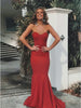 27Dress Mermaid Strapless Satin Sweetheart Sleeveless Prom Dresses with Sweep Train