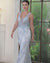 Sky Blue V-neck Mermaid Long Prom Dress with Lace Applique-27dress