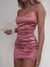 27dress Simple Silk-like Satin Spaghetti Straps Short Homecoming Dresses with Pleats
