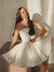 27RRESS Cute Short A-line Satin Strapless Wedding Dresses with Pockets