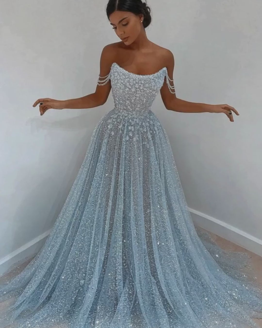 Beautiful Long A-line Scoop Sequined Prom Dress-27dress