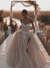 27DRESS Champagne Sweetheart Tulle Wedding Dress Long With Lace Appliques
