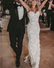 Sheath Sweetheart Sleeveless Lace Wedding Dress with Sweep Train-27dress