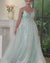 Mint V Neck Sleeveless A-line Long Prom Dress with Lace Applique-27dress