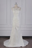 27Dress Gorgeous Long Jewel Sleeveless Mermaid Satin Lace Backless Wedding Dresses