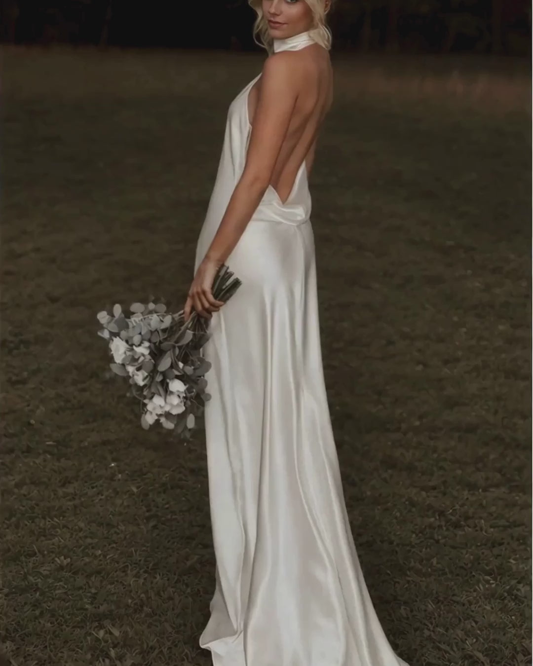 Silk Like Satin Backless Halter Sheath Wedding Dresses-27dress