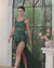 Dark Green Crew Neck Mermaid Long Prom Dress with Lace Applique-27dress