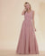 Long A line V-neck Ruffle Sleeveless Chiffon Bridesmaid Dress-27dress