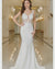 Mermaid V-Neck Sleeveless Backless Applique Wedding Dresses with Sweep Train-27dress