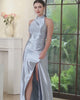 Sky Blue Halter Sheath Long Prom Dress with High Slit-27dress