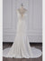 27DRESS Glamorous Mermaid Satin Sleeveless White Lace Appliques Bridal Gowns