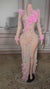 Long Sleeves Illusion High Neck Long Evening Dress with Flowers-27dress