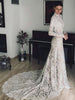 27DRESS Glamorous Mermaid High Neck Lace Long Sleeves Court Train Wedding Dresses