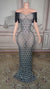 Elegant V-Neck Short Sleeves Sheath Evening Dress with Diamonds-27dress