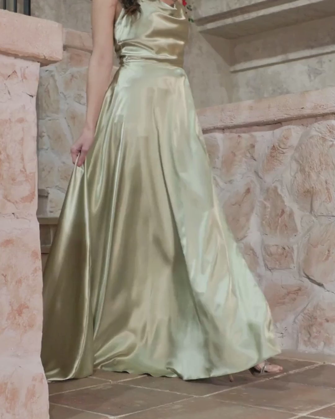 A-line Spaghetti Straps Backless Floor-Length Prom Dress with Slit-27dress