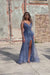 Sexy Royal Blue V-neck Off-the-shoulder Sequined Prom Dress With Slit-27dress
