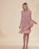 Simple Short A Line V-neck Chiffon Knee Length Bridesmaid Dress-27dress