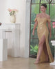 Off-the-shoulder Mermaid Long Sequined Prom Dress with Slit-27dress